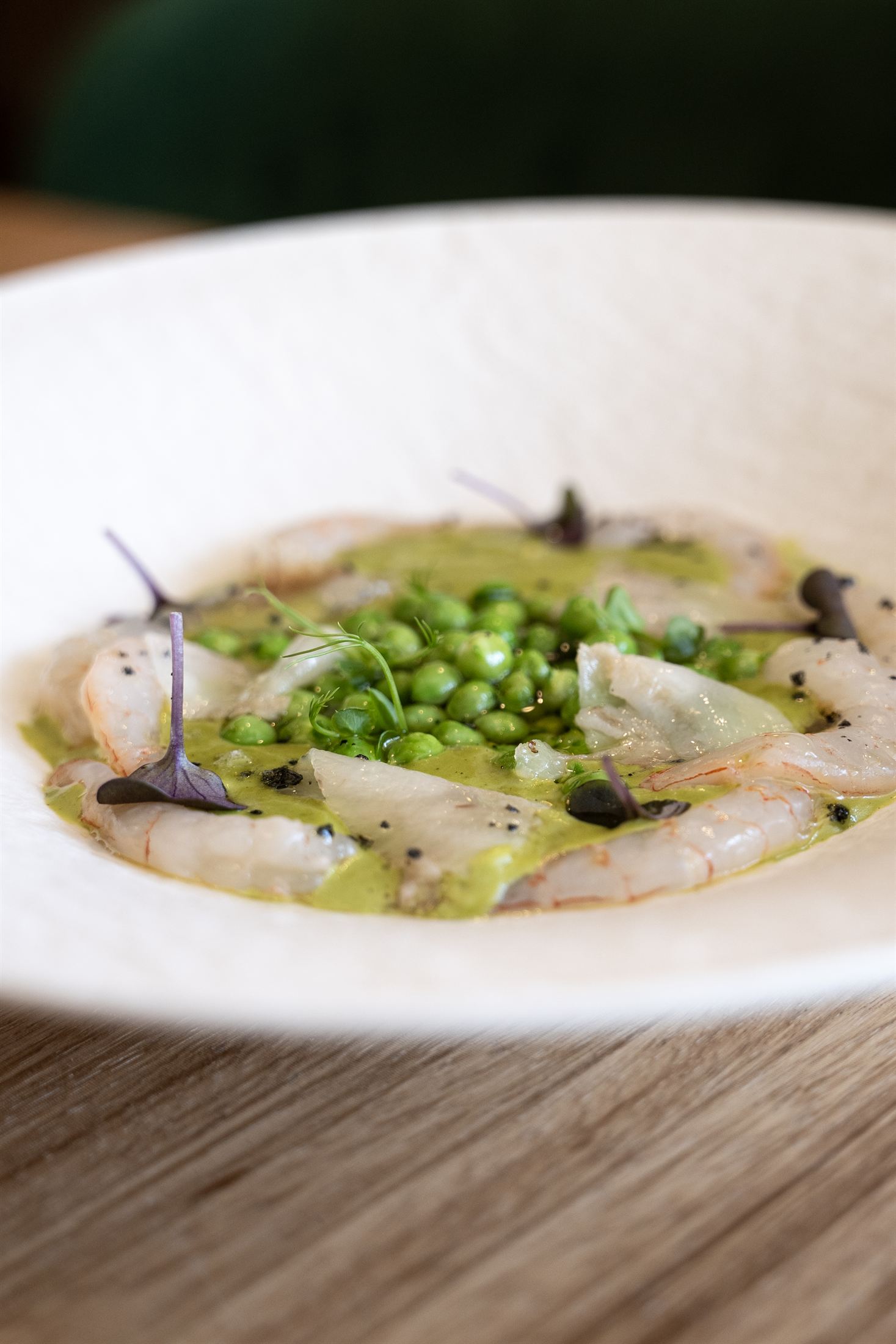 Gamba y guisantes, un plato de El Terrat